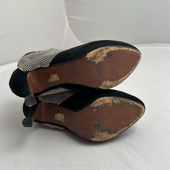 Jeffrey Campbell silver chain mail and black suede platform booties - Picture 6 of 10